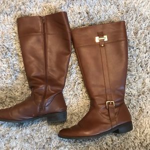 Brown wide calf boots